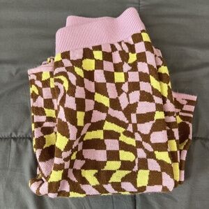 ASOS Geometric Print Purple/Brown Knit Flare Pant Size 0